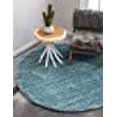 thumbnail image 3 of Unique Loom 3151384 5 x 5 ft. Solid Shag Round Rug, Slate Blue, 3 of 15