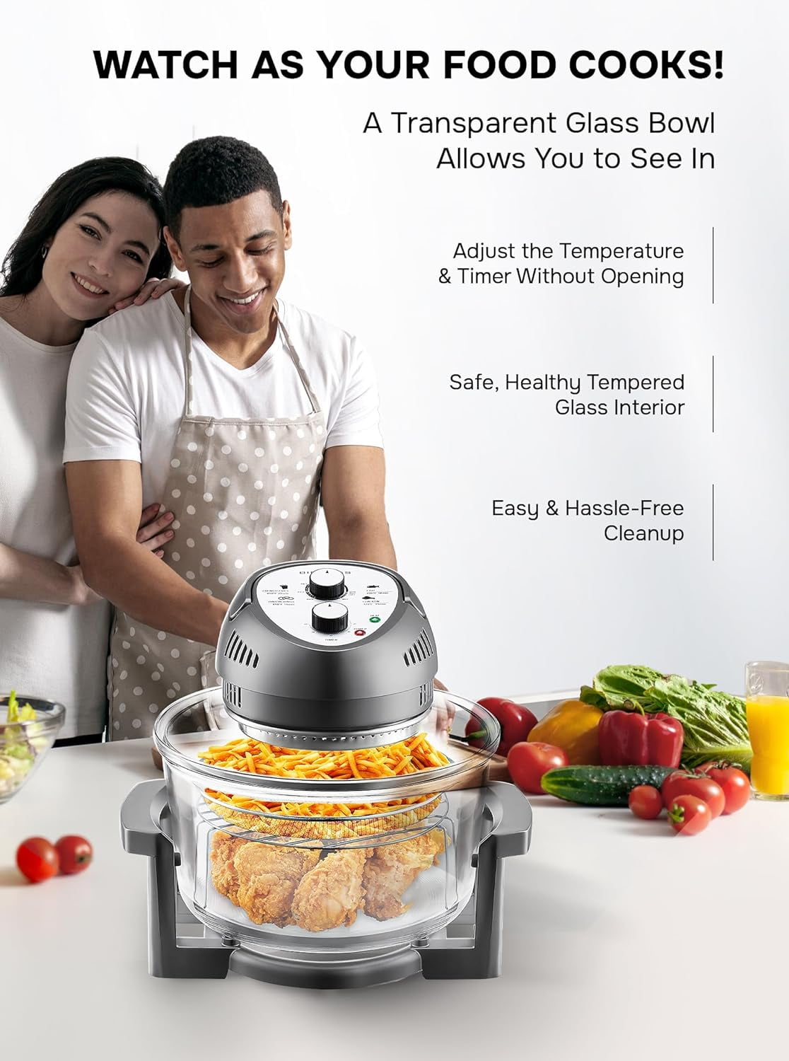 Big Boss 16Qt Large Air Fryer Oven with 50+ Recipe Book AirFryer Oven Makes  Healthier Crispy Foods Gray