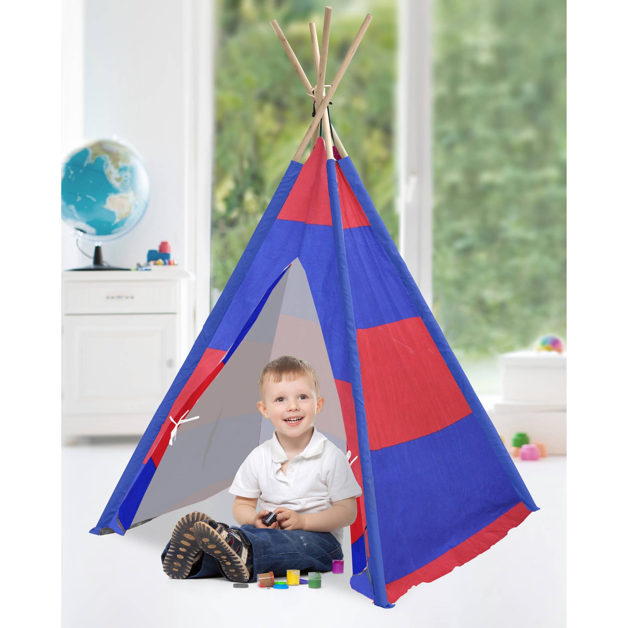 american kids play tent