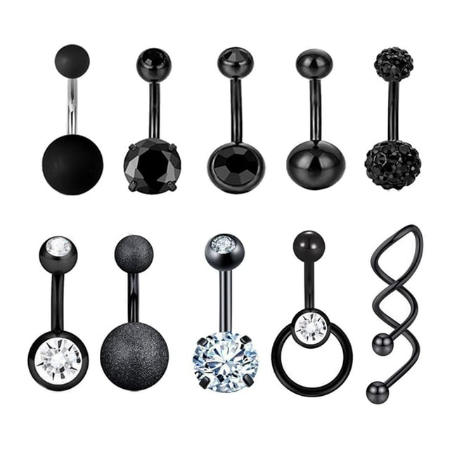 segolike 10Pcs Belly Button Rings Piercing Body Jewelry Cool Navel Barbell for Gift