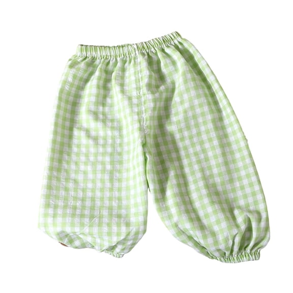 Hurxie Toddler Checkered Pants Baby Girl Boy Elastic Waist Jogger Pants Kids Casual Plaid Trousers Infant Long Sweatpants Green,6-7 Years