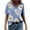 Blue, variant on Patlollav Womens Plus Size Casual T-Shirt Floral Print V-Neck Short Sleeve Pullover Blouse Tops