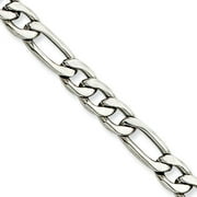 Chisel Stainless Steel 6.30mm 8in Figaro Chain Bracelet