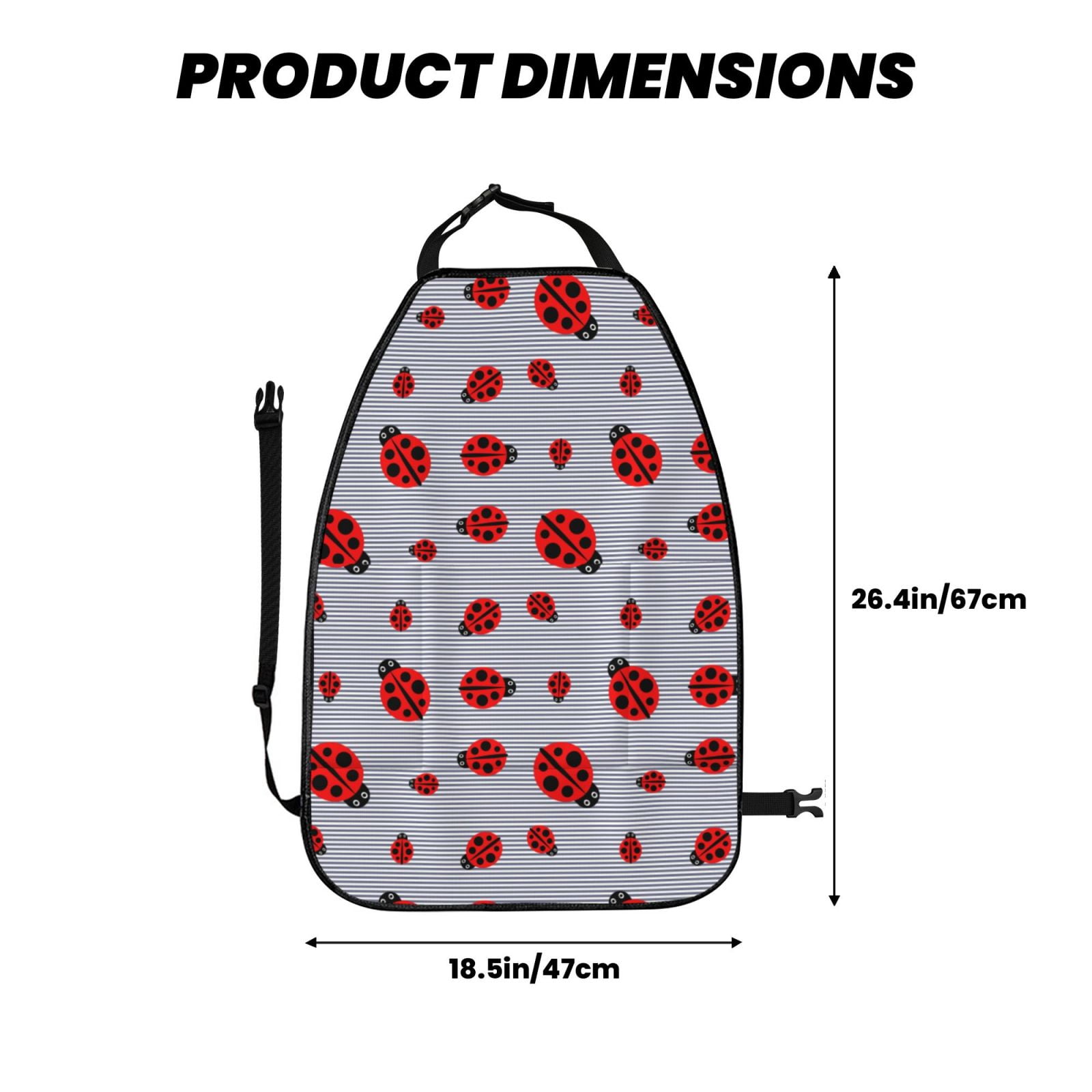Naloa Ladybug 2Pcs Anti-Kick Back Seat Cover Kick Mat, Car Seat Protector with 3 Storage Pockets