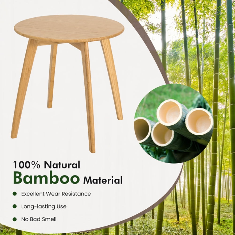 Finihen Bamboo Round Coffee Table, End Table, Natural Modern Stylish Bamboo Round End Table with 20 Inch Round Tabletop, for Living Room, Bedroom, Natural Finihen Bamboo Round Coffee Table, End Table, Natural Modern Stylish Bamboo Round End Table with 20 Inch Round Tabletop, for Living Room, Bedroom, Natural