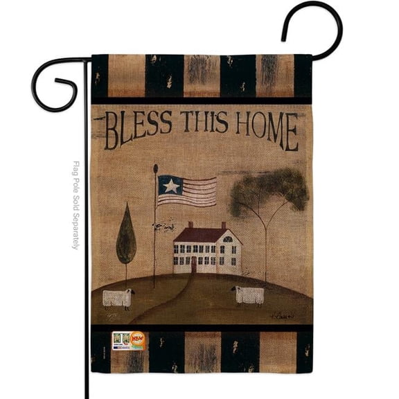 BD-SH-G-100043-IP-DB-D-US12-SB 13 x 18.5 in. Welcome Bless This Home Burlap Inspirational Sweet Impressions Decorative Vertical Double Sided Garden Flag