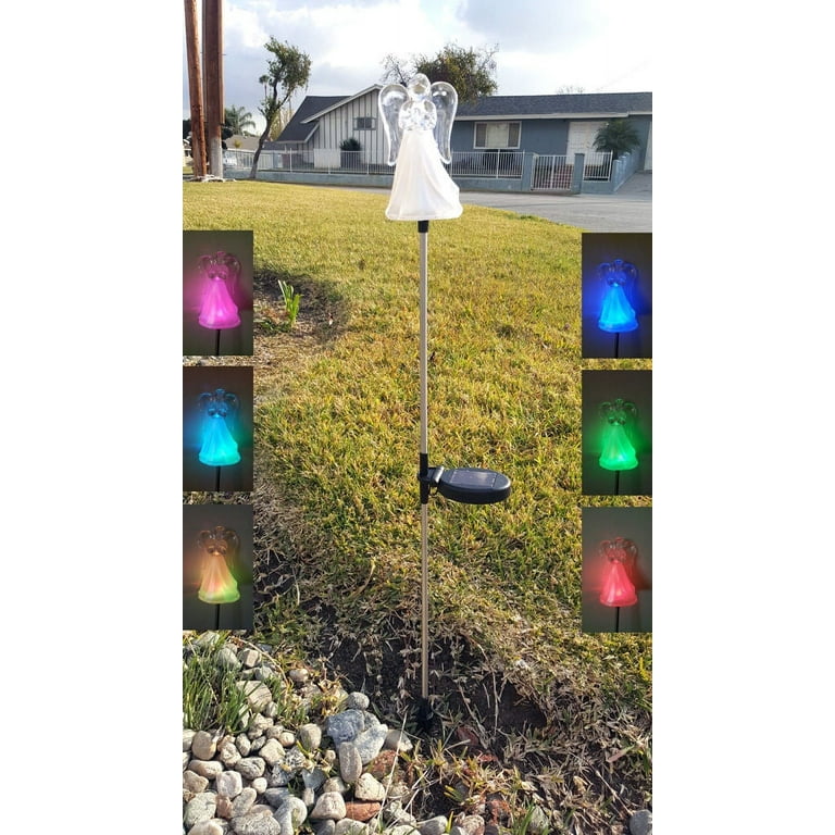 Color Changing Solar Powered Angel Lights Garden Stakes Yard Decor Set of 2 Color Changing Solar Powered Angel Lights Garden Stakes Yard Decor Set of 2
