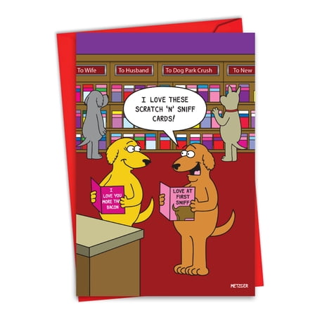 NobleWorks Funny Valentine's Day Greeting Card with 5 x 7 Inch Envelope (1 Card) Scratch 'N' Sniff