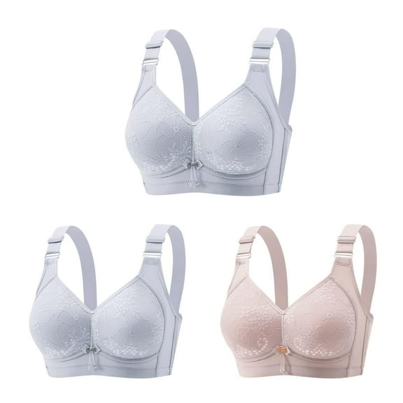 Lmnyox Bras for Women 3 Pack Breathable Full Coverage Everyday Bras Comfort Push Up Bra for Plus Size