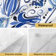 thumbnail image 4 of No Hook Shower Curtain with Snap in Liner, Watercolor Paisley Bandanna Waterproof Bath Curtain Double Layers with See Through Top Window, Abstract Blue Flowers Hotel Shower Curtains 36x72in, 4 of 9
