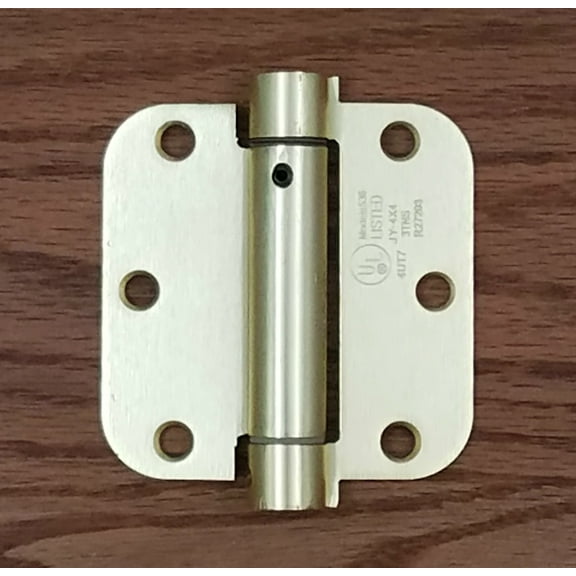 Spring Hinges for Doors - 3.5 inch with 5/8 inch radius - Satin Brass - 2 Pack