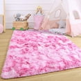 thumbnail image 5 of Noahas Fluffy Area Rug for Living Room Bedroom, 4 x 6 Tie-Dyed Pink Rug Fuzzy Non-Slip Modern Carpet Ultra Soft Faux Fur Rugs for Dorm Kids Room Home Decor, 5 of 7