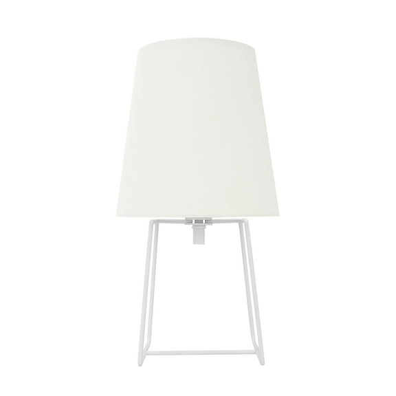 Aspen Creative 40172-11, 13" High Transitional Metal Accent Table Lamp, White Painted Finish and Empire Shaped Lamp Shade in White, 7" Wide