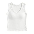 thumbnail image 4 of 2026 New Tank Tops for Women Summer V-Neck Sleeveless Casual Basic Ribbed Slim Fitted Shirts(White,XL), 4 of 4