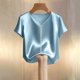 thumbnail image 4 of Eres Más Que Una Camisa de Puntuación de Prueba Moda de Verano de Mujer Color Sólido Casual Cuello en V Top de Manga Corta Mujeres Tops de Verano Casual, 4 of 5