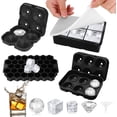 thumbnail image 1 of Ice Cube Tray,Silicone Ice Cube Molds for Freezer with Lid (Set of 4) - Sphere Ice Ball, Large Square, Diamond Cut & Hexagonal Shapes Ice Maker for Whiskey,Reusable and BPA Free, 1 of 6
