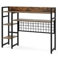 thumbnail image 1 of Costway Desk Shelf 4-Tier Desktop Display Rack with Metal Grid Panel & 6 Hooks Brown, 1 of 10
