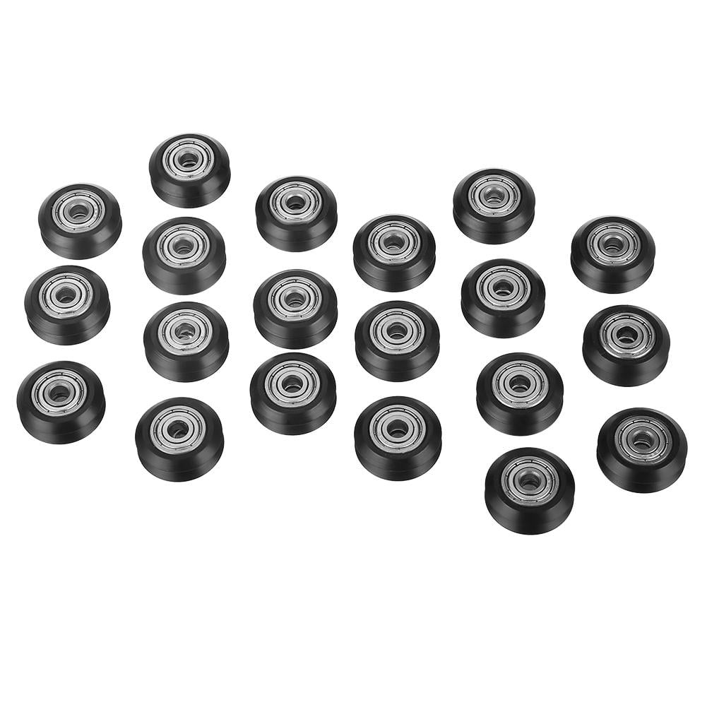Famus V Groove Pulley 20pcs Compact Groove Wheel 5mm Bore 625 Bearing Pulley Accessories for 3D Printers CNC Machines 