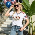 thumbnail image 5 of JULMCOMO 4th of July Shirts Women Red White Blue V Neck 250th Anniversary Tops Patriotic Short Sleeve American Flag T Shirts White 2XL, 5 of 6