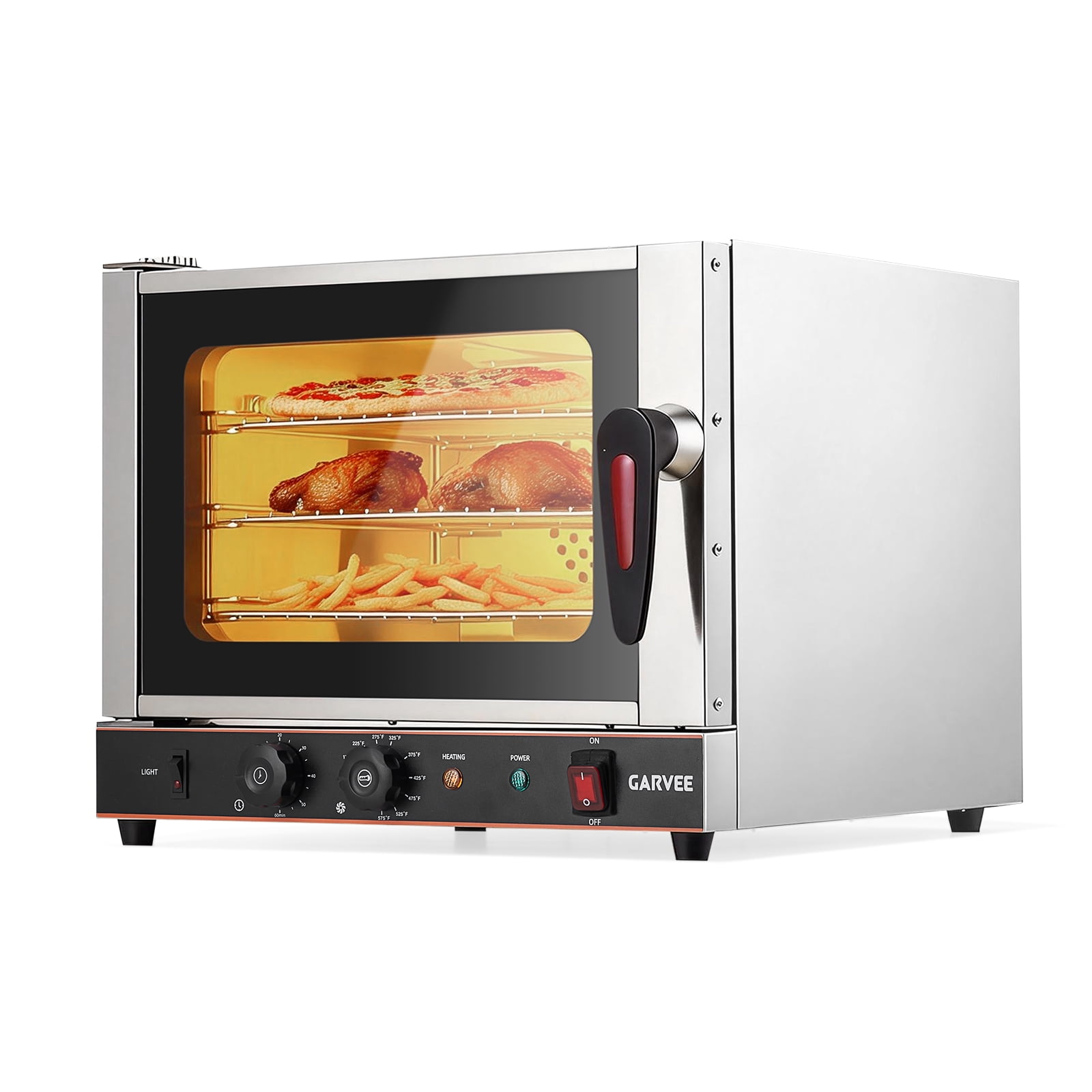 22L Commercial Countertop Convection Oven – 3-Tier Toaster, Air Fryer Combo, Front Glass Door, 2400W, 2 Trays & Wire Racks, Kitchen Appliance – 0.8 cu ft, Half-Size, US Plug 1.5m, Temp 30°C-300°C