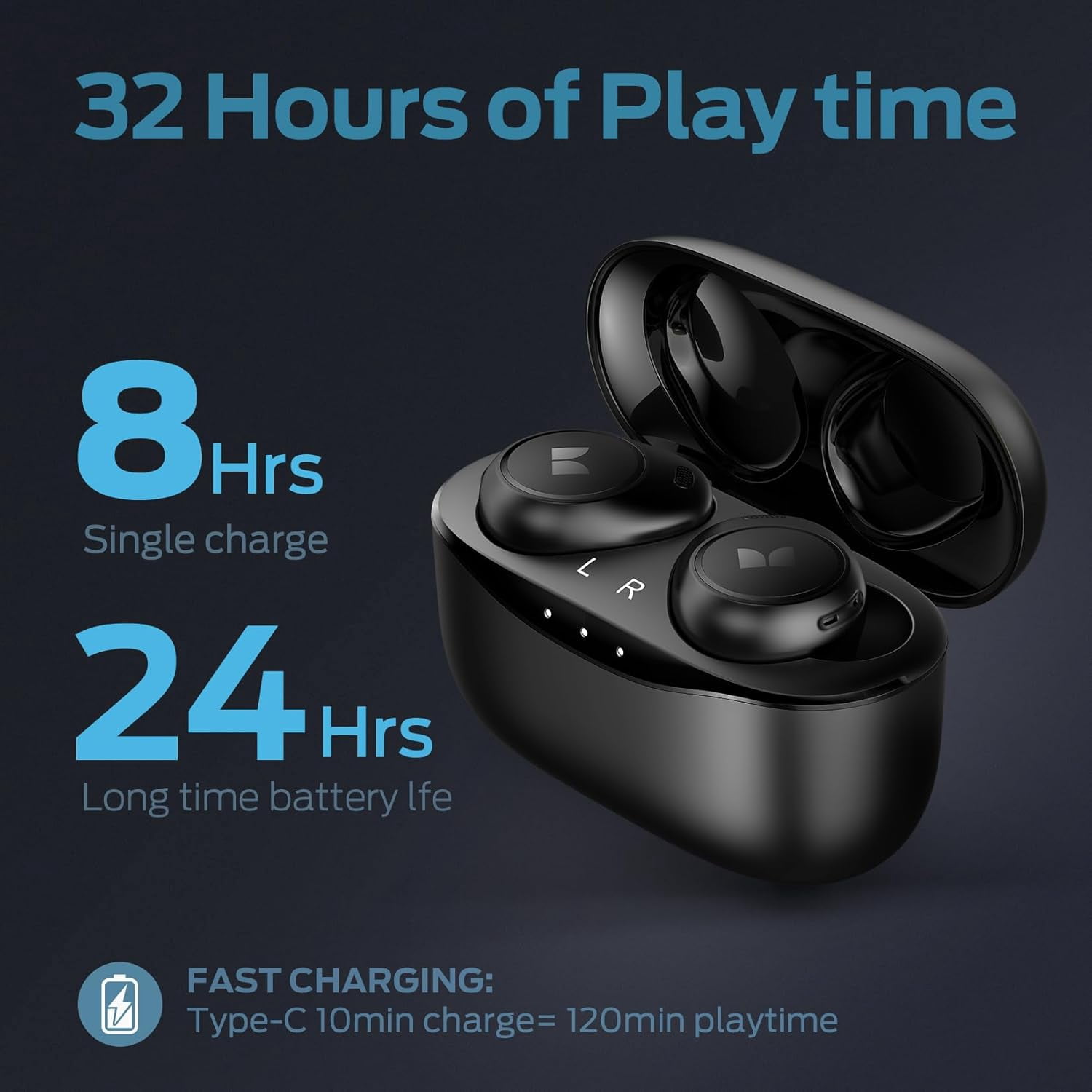 Monster Achieve 300 AirLinks Wireless Earbuds (Black Grey color)