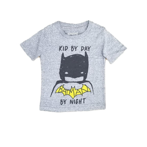 Toddler Boys Gray Kids By Day Batman By Night T-Shirt Superhero Tee Shirt 3T