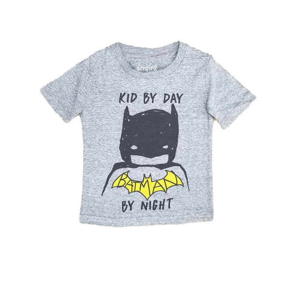 Toddler Boys Gray Kids By Day Batman By Night T-Shirt Superhero Tee Shirt  4T 