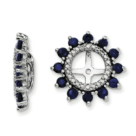 Sapphire Earring Jackets - Sterling Silver Rhodium Diam. & Created Sapphire Earring Jacket QJ104SEP