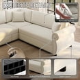 thumbnail image 3 of FFH 88.2" Sectional Sofa with Pull Out Bed, Convertible Sleeper Sofa, 5 Seater Chenille Couch for Living Room, Beige, 3 of 12