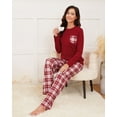 thumbnail image 6 of Womens Pajama Sets Long Sleeve and Plaid Pants Round Neck Soft Sleepwear for Women 2 Piece Womens Loungewear Sets with Pockets, Sizes S to XXL, 6 of 13