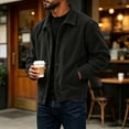 thumbnail image 6 of Havenx Mens Corduroy Jacket Long Sleeve Button Down Shirt Jacket with Pockets Lapel Collar Solid Color Shacket Jacket Vintage Casual Western Fall Winter Outfits,Black L, 6 of 6