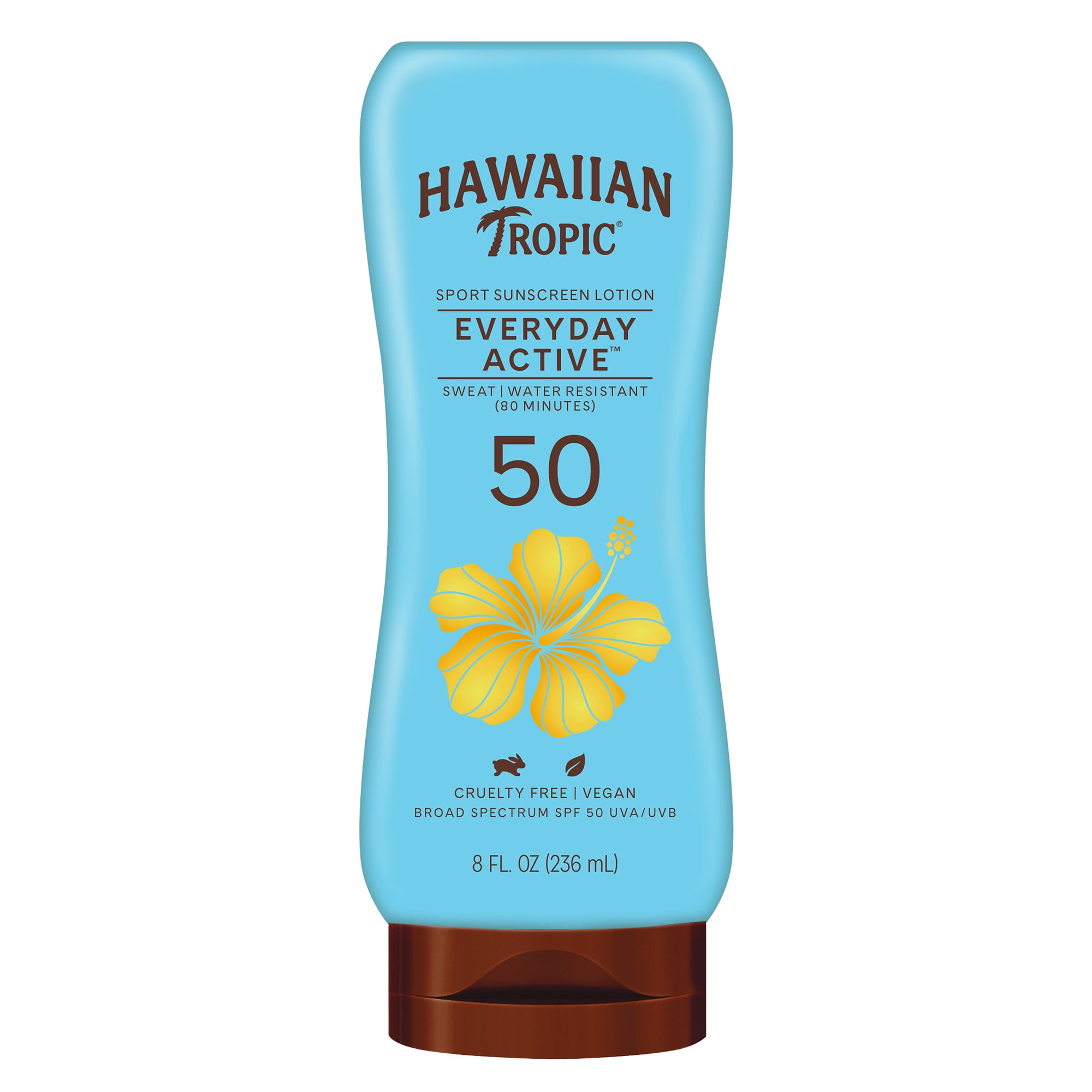 Hawaiian Tropic Everyday Active Lotion Sunscreen 8 Oz, SPF 50, Won't Clog Pores, Sweat & Water Resistant (80 Minutes) Sunblock