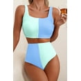 thumbnail image 3 of Women's Sky Blue Colorblock Square Neck Bikini for Summer Beach Days, 2XL, 3 of 12