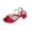 Red, variant on Chunky Heeled Slide Sandals for Women - Low Block Heels Sandals- Open Toe Chunky Heels - Slip on Heeled Sandal - Heels for Party Wedding Dress Shoes Red Size 9