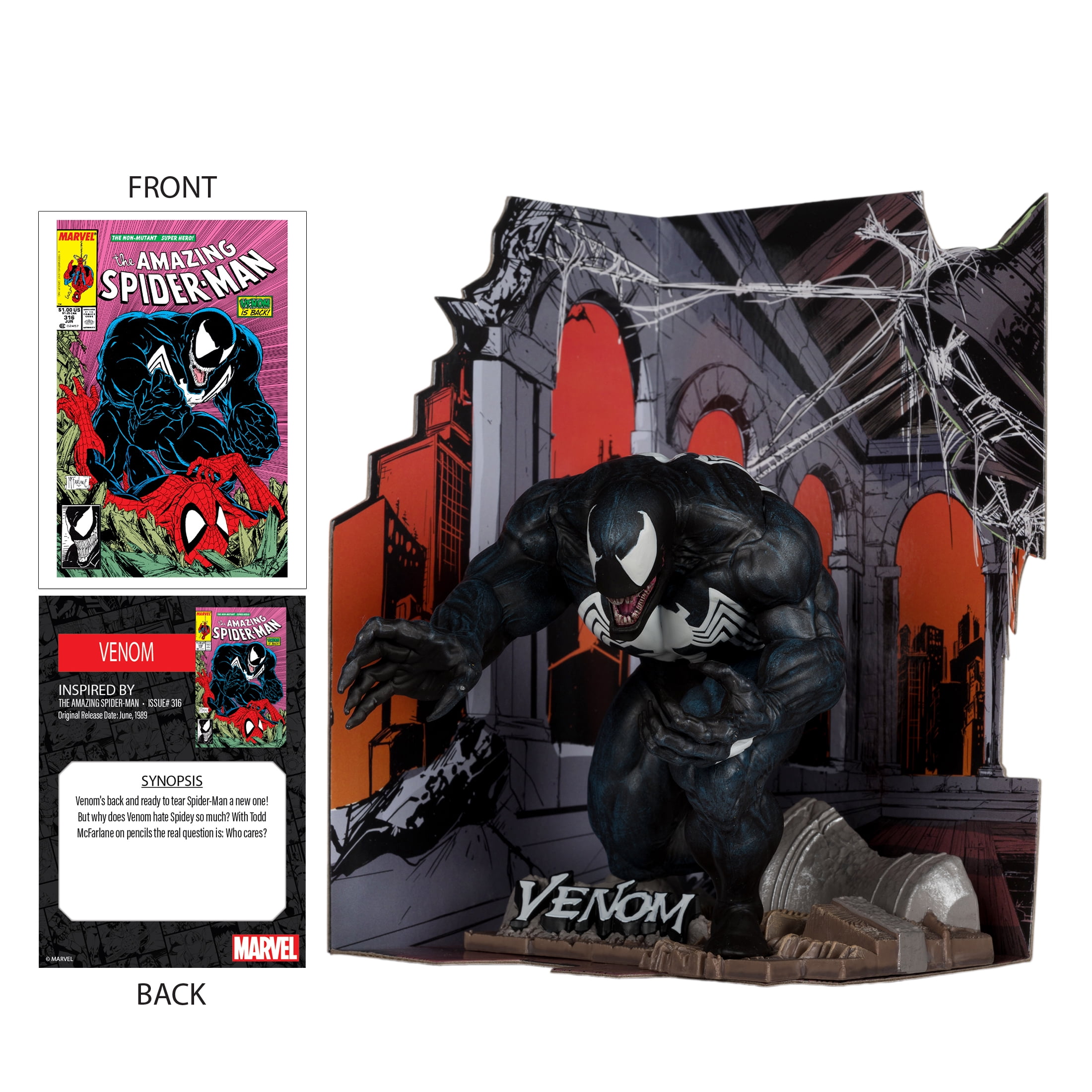 Venom (The Amazing Spider-Man #316)  1:10th Scale Collectible Figure w/Scene - McFarlane Toys