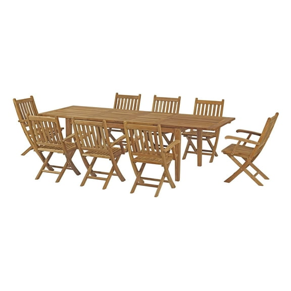 Modern Contemporary Urban Design Outdoor Patio Balcony Garden Furniture Side Dining Chair and Table Set, Wood, Natural