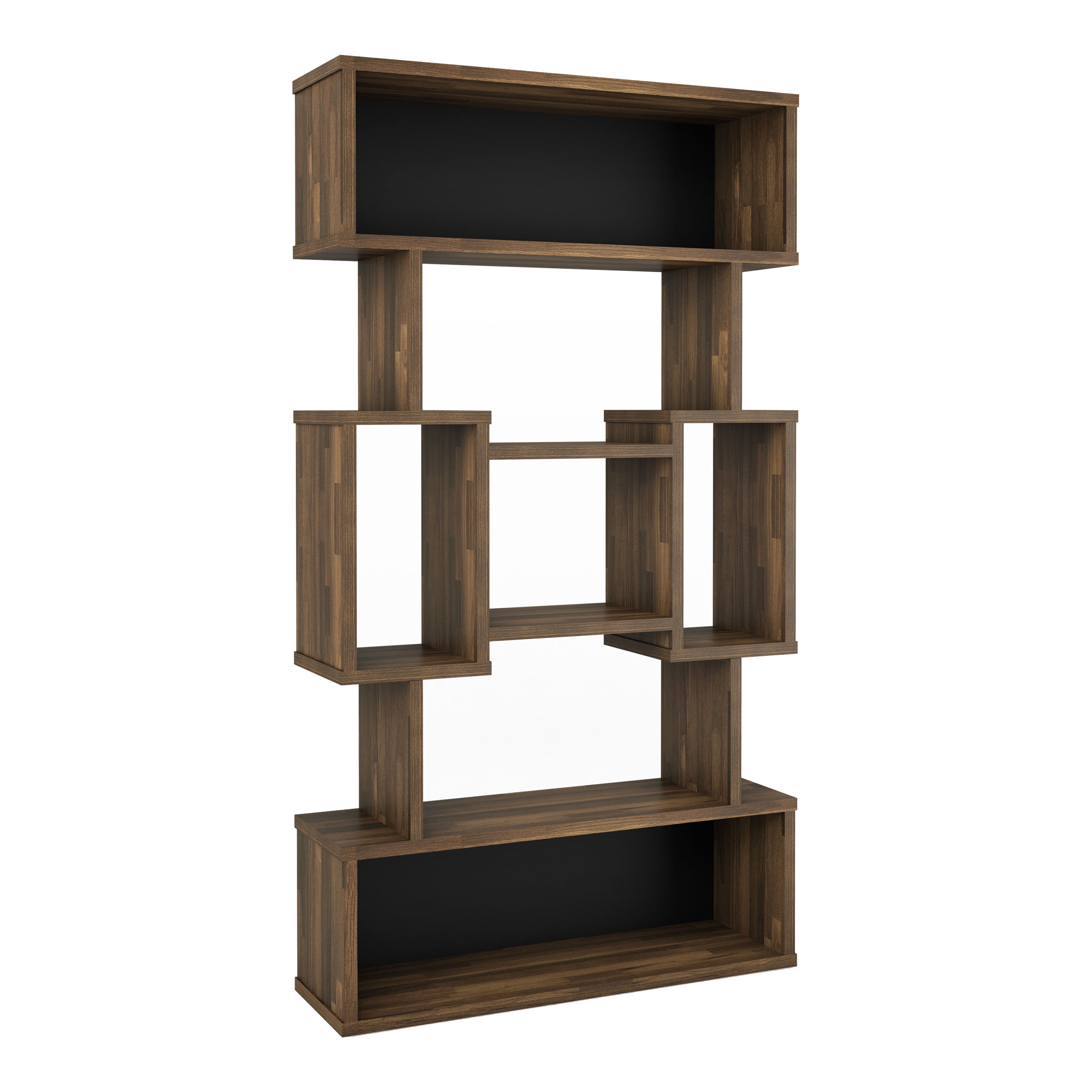 Furniture of America Rhine Modern 13-Shelf Geometric Bookcase, Light Hickory