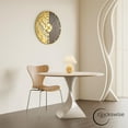 thumbnail image 3 of Clockswise QI004669 23.6 Modern Round Big Wall Clock, Decorative brown wood and gold Metal with Leaf Cutout for Entryway Office Living Room Bedroom or Kitchen, Hanging Supplies Included, 3 of 8