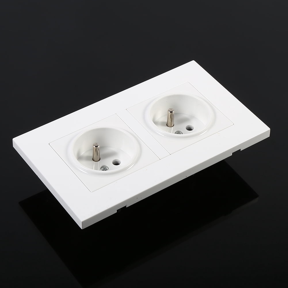 1PC French Standard Wall Power Socket White PC Panel AC 110~250V 16A 2 Way Daboolka