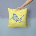 thumbnail image 2 of Blue Marlin on Yellow Fabric Decorative Pillow, 2 of 4