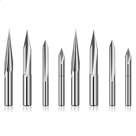 CNC Router Bits Set 1/4 , Engraving Wood Carving Router Bit 6mm & 4mm, V-Groove, Profile Bit, Steel - 8PCS