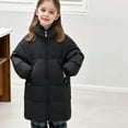 thumbnail image 4 of Cethrio Girls Puffer Jackets, Mid-length Warm Windproof Zip up Winter Coats with Hood Black Size 13-14T, 4 of 6