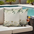 thumbnail image 4 of Eucalyptus Leaf Chamomile Outdoor Pillow Covers Pack of 2 Vintage White Floral Rustic Green Plant Linen Texture Waterproof Throw Pillow Covers Decorative Cushion Cases for Patio Garden 20x20 inch, 4 of 9