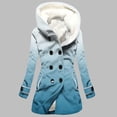 thumbnail image 3 of Spring Saving Deals Clearance GaThRRgYP Women's Outerwear Tops Clearance Sale under $10,Velvet Double Breasted Hooded Solid Color Mid Length Women's Solid Color Temperament Commuting Jacket, 3 of 5