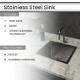 thumbnail image 3 of Hanover 18" Stainless Steel Undermount Single Bowl Sink | Handmade Pure Nano Brushed Surface | Rubber Pad and Wire Rack Included | 18 Gauge Steel, 3 of 9