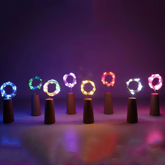 1pc 1m LED Cadena de luz Botón de corcho Alambre de cobre Lámpara de hadas (multicolor)