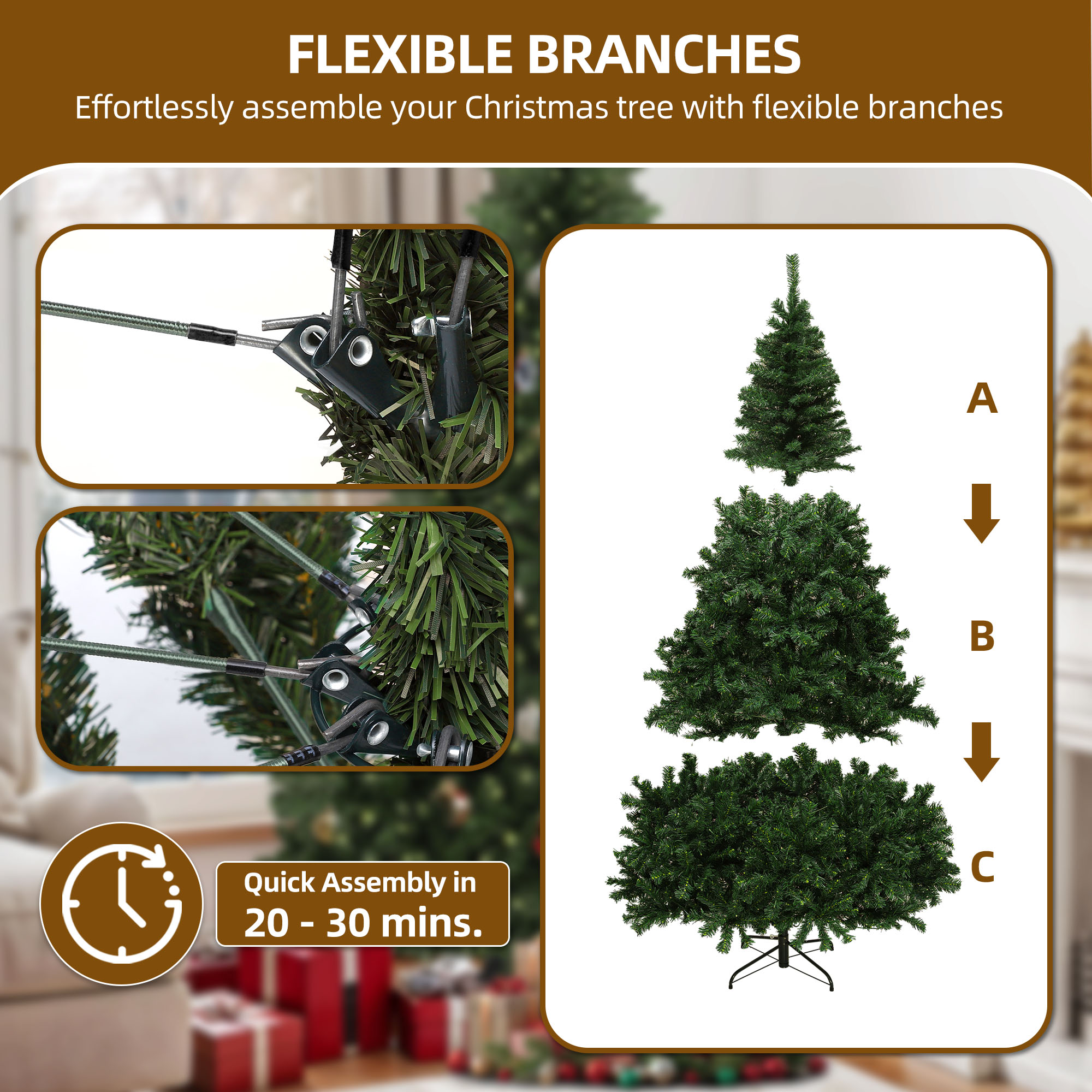 DEXTRUS 6ft Artificial Spruce Christmas Tree with Metal Base photo 4
