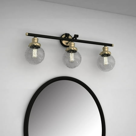 

Vanity Art Wall Vanity Light Fixture 3-Lights Wall Sconce Lighting Antique Brass Modern Bathroom Lights with Clear Seedy Glass Vintage Porch Wall Lamp for Mirror Kitchen Living Room BA201-3-BK-AB-SY