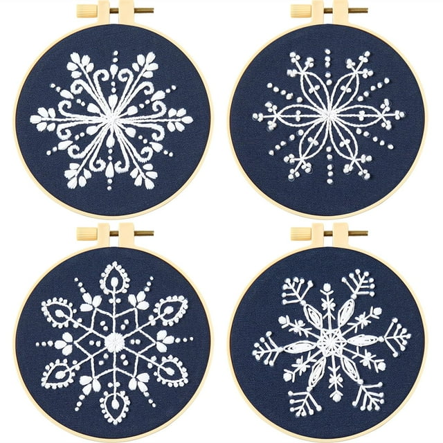 Kit de bordado Armindou Christmas Snowflake, 4 aros, 13 cm