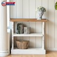 thumbnail image 2 of Hassch Vintage 3-Tier Console Table with Natural Wood Top and Decorative Sides, Distressed White Storage Shelf for Living Room, Bedroom, or Office, 2 of 9